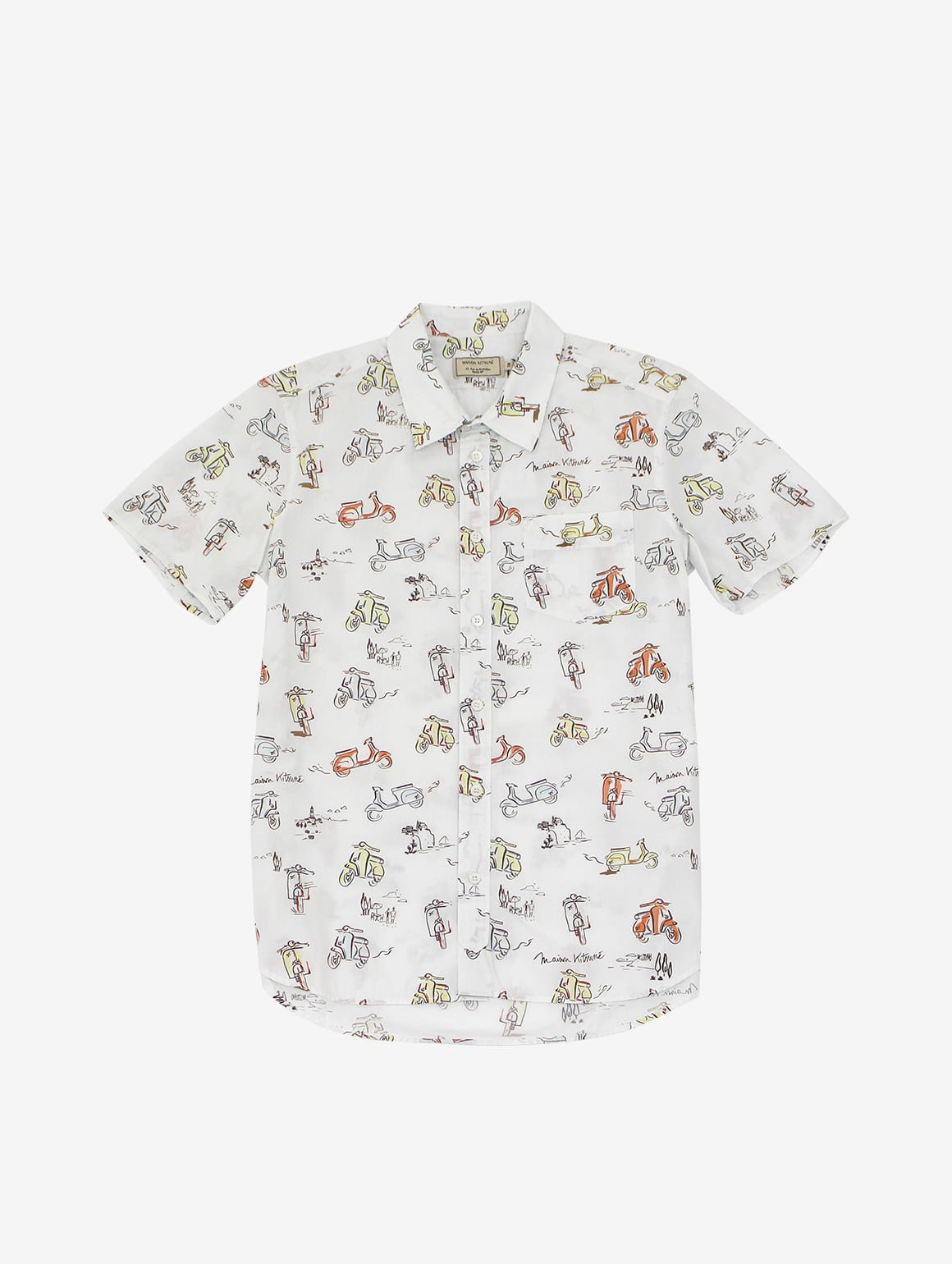 SHORT SLEEVE ALL-OVER SCOOTER PRINT SHIRT
